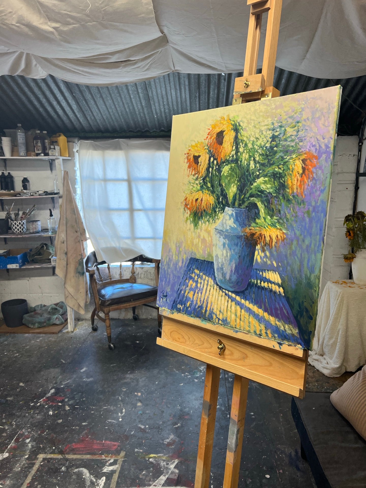 Sunflowers At Dusk - Original Painting
