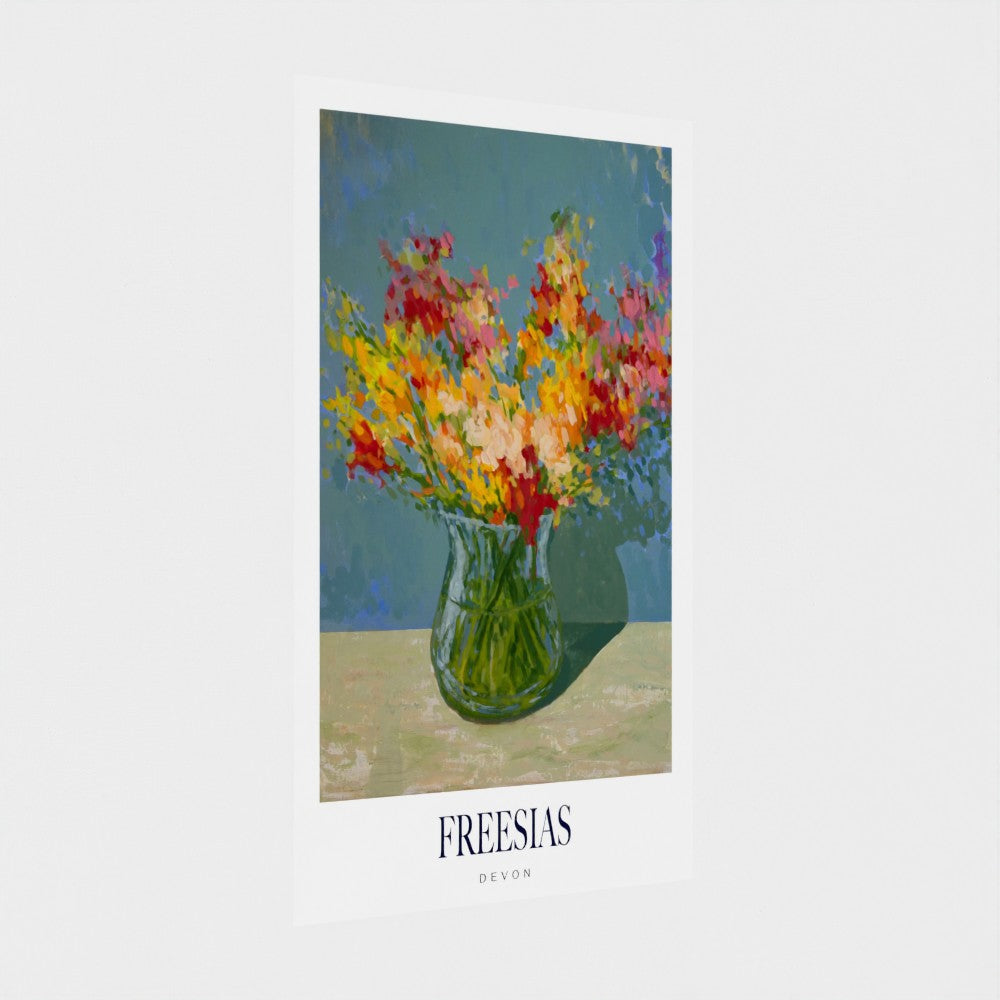 Freesias in the Evening Poster Print